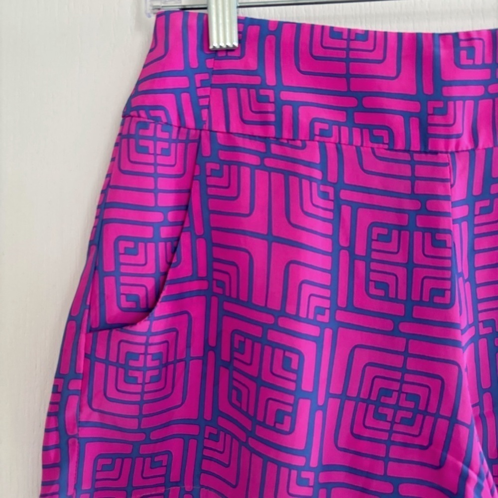 Alice & Trixie High Waist Pink Geometric Print Silk Shorts XS Resortwear - Picture 2 of 7